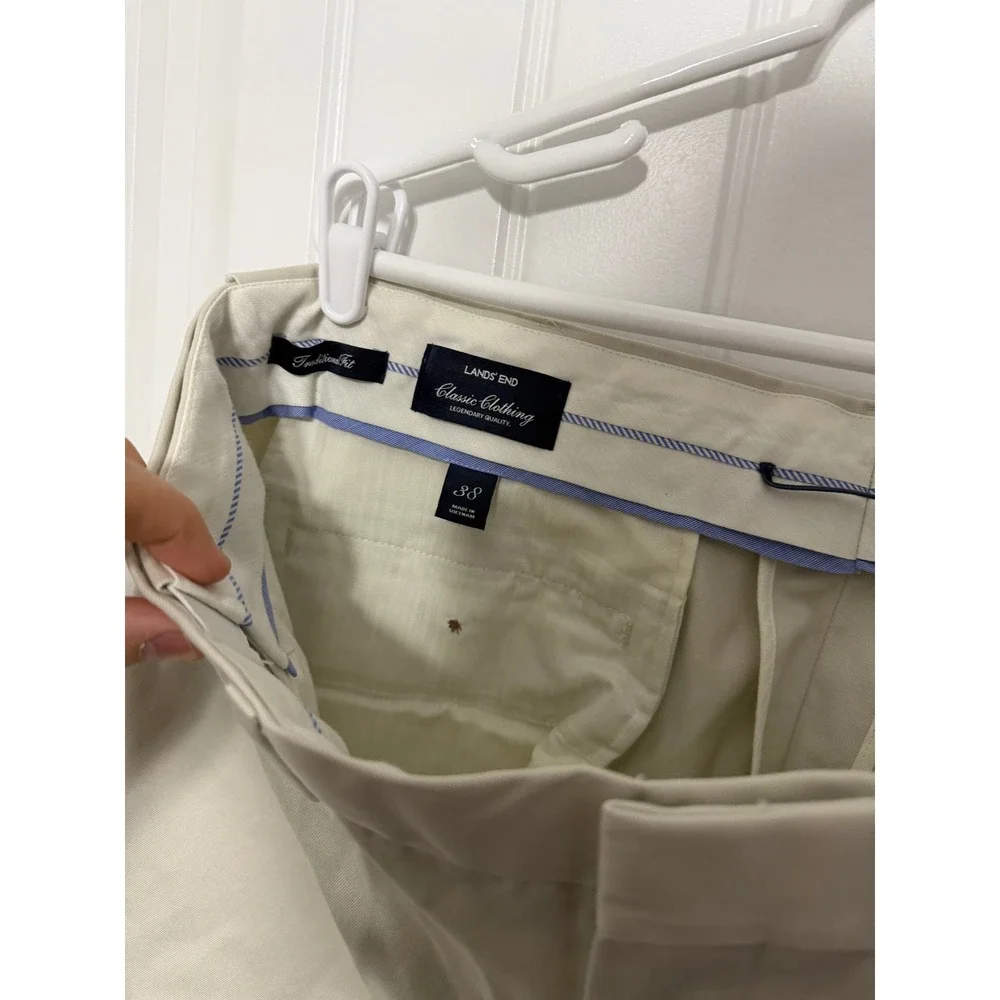 Lands End Chinos Mens 38 Traditional Fit Beige Khaki Classic EUC